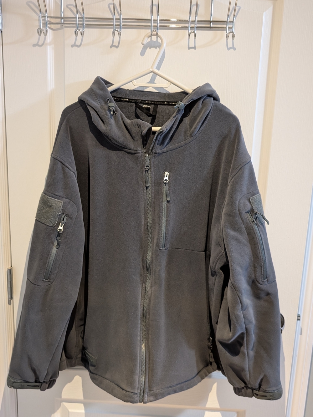 Men's Tactical Hooded Fleece Jacket - Charcoal Gray